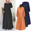 Женское мусульманское платье-туника макси с длинным рукавом на пуговицах Абая Дубай
