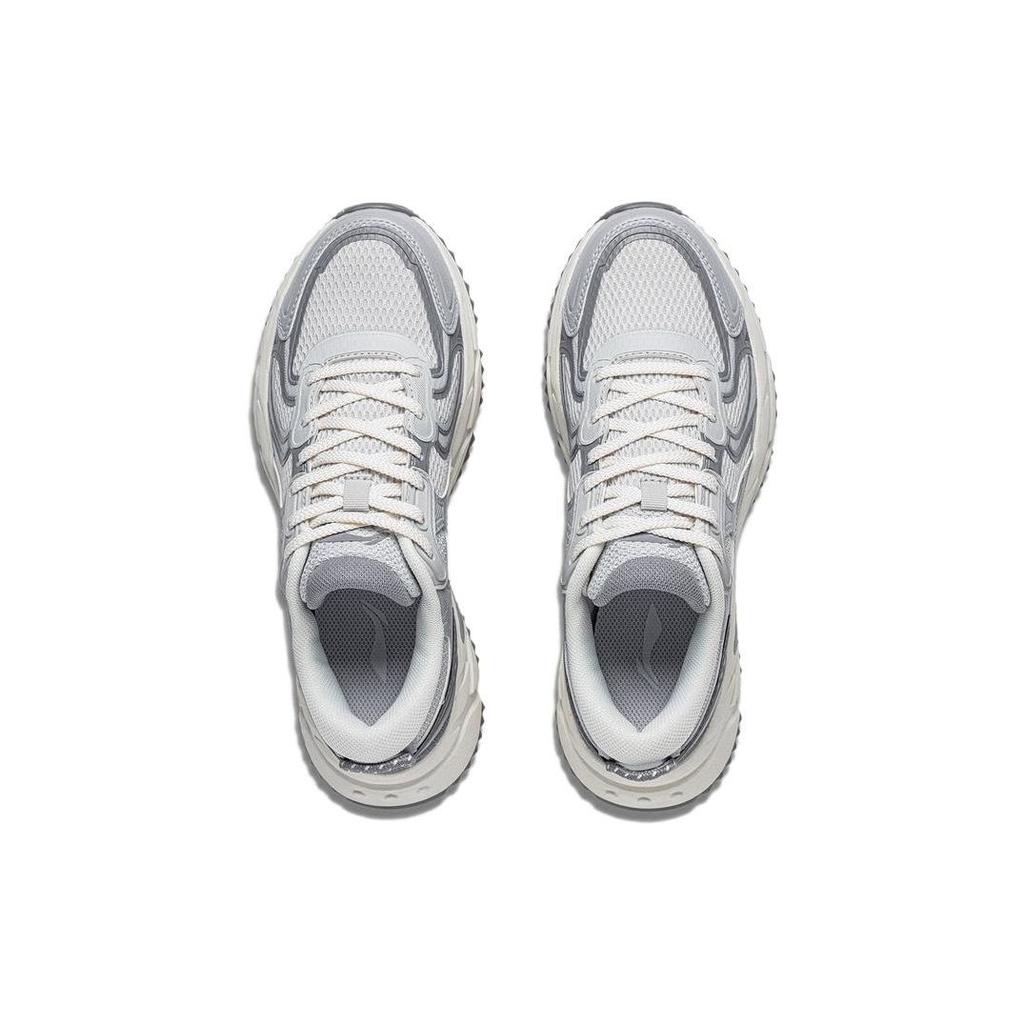 LiNing Shiguang Fabric Synthetic Leather Retro Reflective Non-Slip Wear-Resistant Breathable Low-Top Running Shoes Women Sneaker ARXT008-2