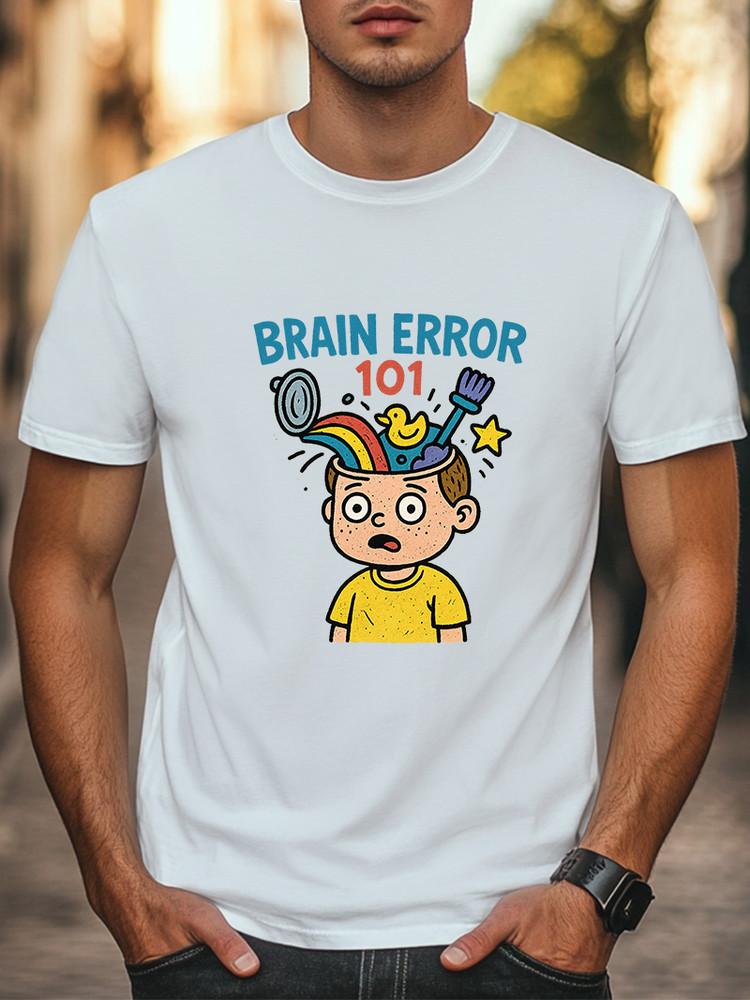 Brain Error 101 Funny Cartoon Glitch Humor Head Exploding Graphic Unisex T-Shirt Unisex T-Shirt