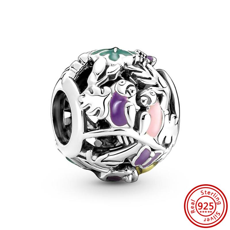 925 Стерлинговая медь Мультяшная птица Попугай Сова Ласточка Перья Милая подвеска Бусины для DIY Подходят для оригинального браслета-шарма Pantaro Циркон