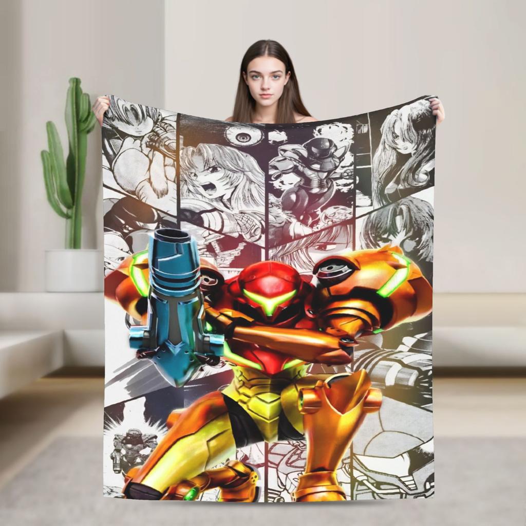 Пледы с героями Metroid Фланелевые Винтажные Дышащие Пледы для Кровати Дивана Зимние