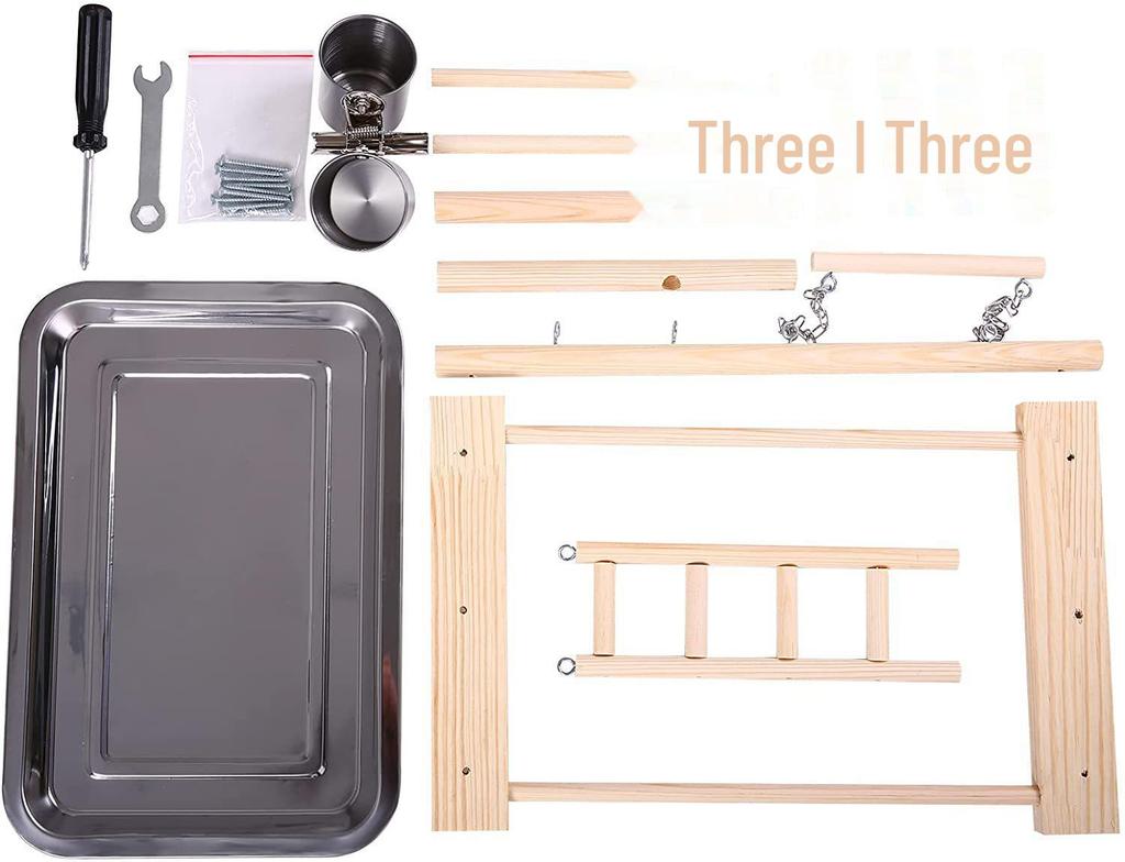 Игровая площадка для попугаев из цельного дерева: Подставка для птиц, тренировочная палка и лестница