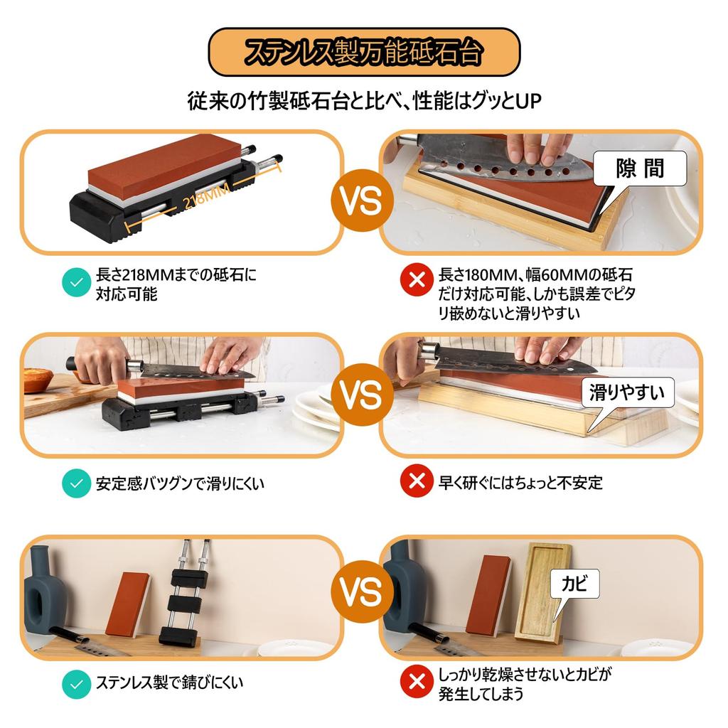 Akizora Whetstone Knife Sharpening Stone 400 1000 3000 10000 Whetstone Stainless Steel Universal Whetstone Fixed Holder Included Household Rough