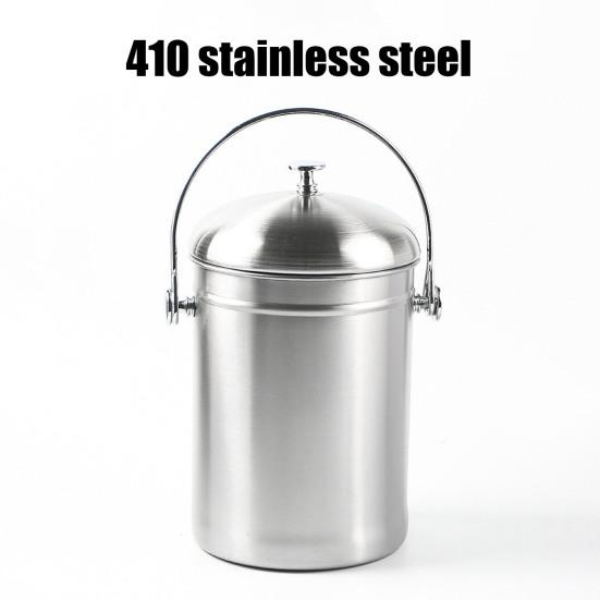 Kitchen Waste Bucket with Lid Turn Waste Into Natural Fertilizer Stainless Steel Activated Carbon Filter for Odor Removal Indoor