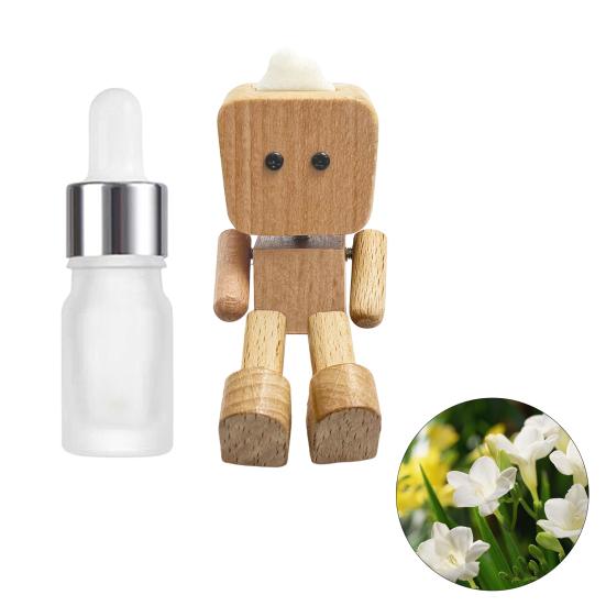 Wooden Man Figurine with Swing Feet Car Aromatherapy Ornament Handcrafted Wooden Art Piece Auto Decor