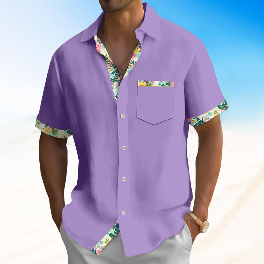 Гавайская рубашка для мужчин, мужские винтажные рубашки для боулинга на пуговицах, летняя пляжная рубашка с коротким рукавом