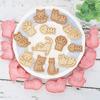 8Pcs/Set Cat Cookie Cutters Plastic 3D Cartoon Pressable Biscuit Mold Cookie Stamp Kitchen Baking Pastry Bakeware Tool