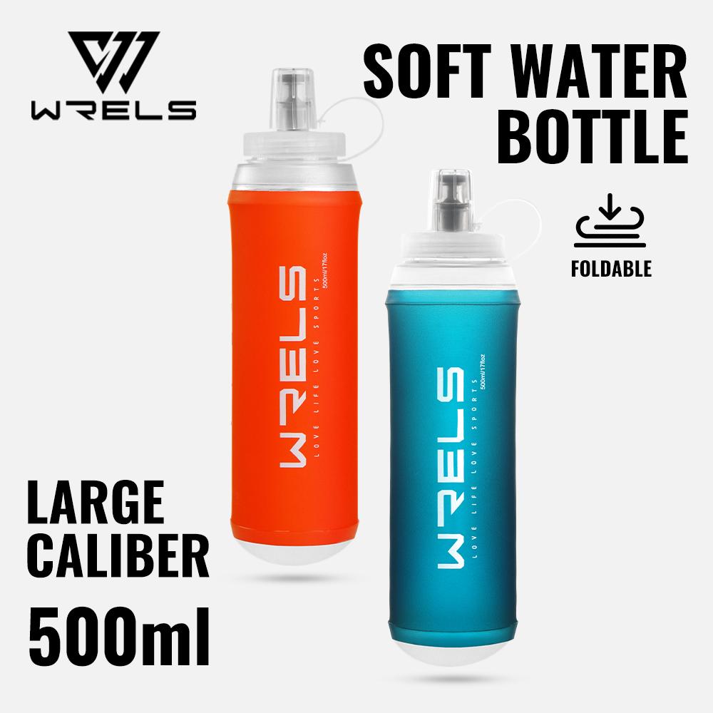 WRELS 500ML TPU Soft Folding Water Bottles BPA-Free Collapsible Sports Flasks for Hiking Climbing Camping Running Bottle