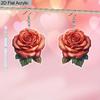 2D Плоский Свадебный Сезон Роза Цветочный Узор День Святого Валентина Праздничные Серьги-Подвески Ювелирные Изделия Подарок для Женщин