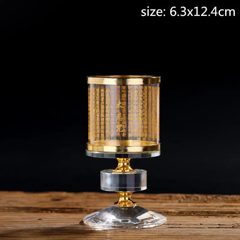 Buddhist Supplies Crystal Candle Holder Ornaments Windproof Lampshade Buddha Hall for The Buddha Candle Holders Decoration