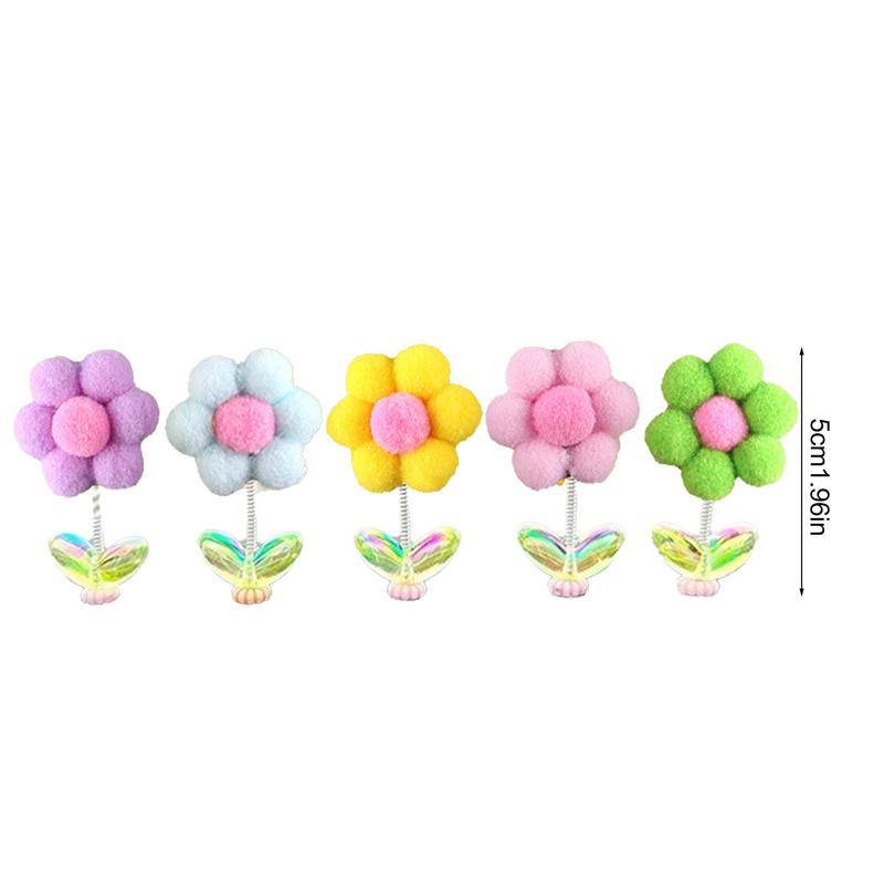 Встряхивающие цветы для приборной панели 5 шт. Декор для приборной панели автомобиля Забавные и милые украшения Плюшевые цветы Украшение автомобиля для женщин и мужчин