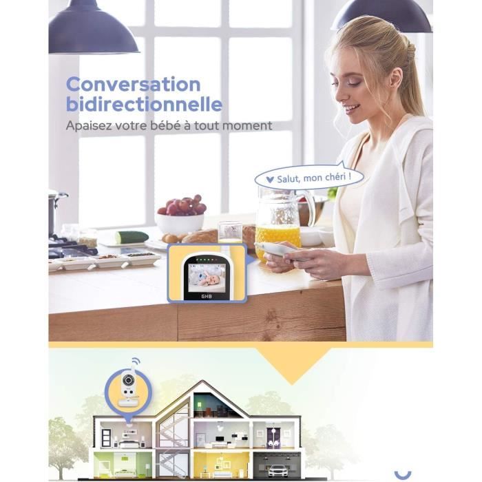 GHB Радионяня Камера для младенца Монитор 2,4 дюйма ЖК-дисплей Видеоняня для младенца Наблюдение за ребенком 2,4 ГГц Датчик температуры Связь