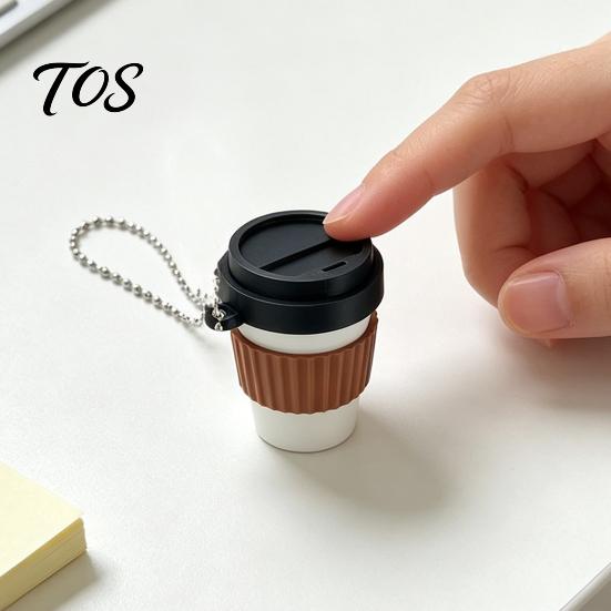 Focus Aid Clicker Toy 3D Printed Coffee Cup Clicker, Press Fidget for Hanging Stress Relief, Backpack Finger with Ball Chain