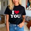 Футболка с принтом I Love You для пары Классическая уличная одежда Футболки с круглым вырезом День Святого Валентина Унисекс Хлопок С коротким рукавом Верх