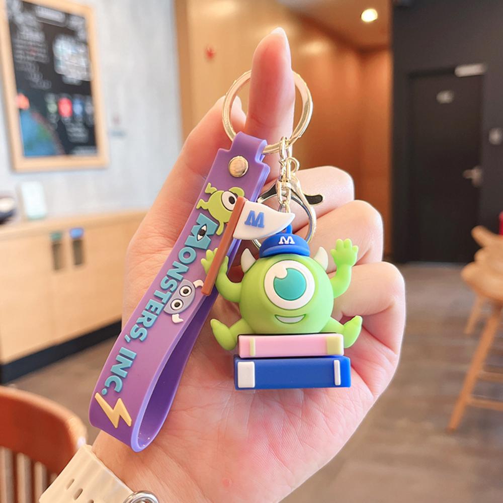 Monsters University Keychain Set, Mike & Sulley PVC Figure Keychain, Pixar Movie Character Key Ring for Bag Backpack Gift