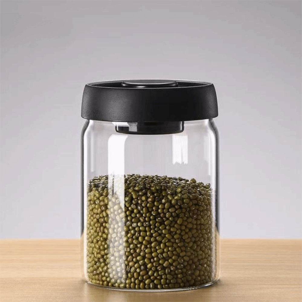 Press Type Coffee Bean Storage Jar Manual Glass Coffee Jar Vacuum Sealed Jar  Home Use