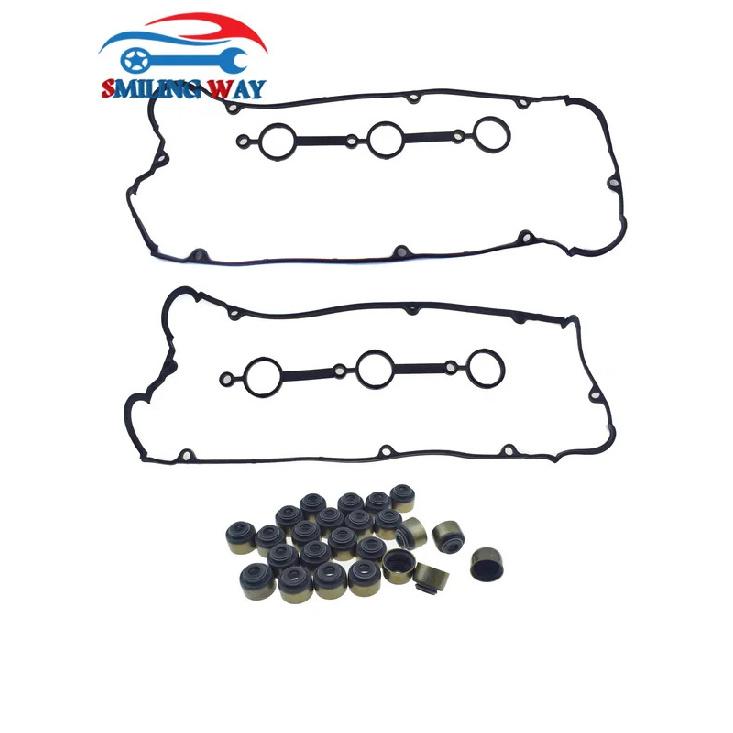 Left + Right Engine Valve Cover Gasket & Spark plug & Valve Stem Seals For Kia Sedona Sorento Amanti & Hyundai Santa Fe XG350
