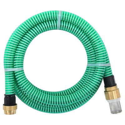 vidaXL Saugschlauch Mit Messing-Anschlüssen Grün 1,1" 20 M PVC
