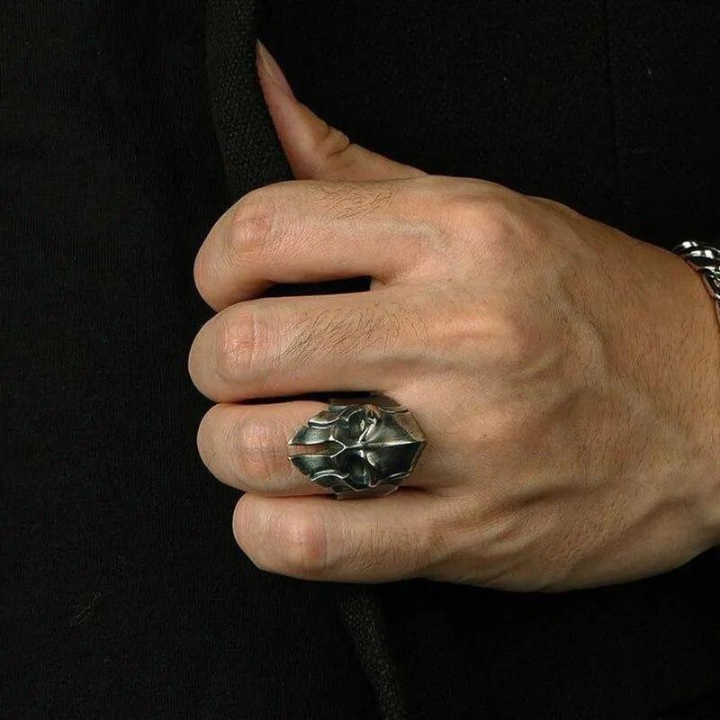 Серебряный спартанский шлем креативного ремесленного дизайна без инкрустации, преувеличенное властное мужское открытое регулируемое кольцо в стиле ретро