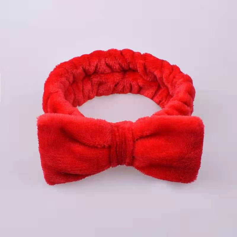 European and American Coral Fleece Bow Headband Ladies Wide-brimmed Wash Solid Color Headband