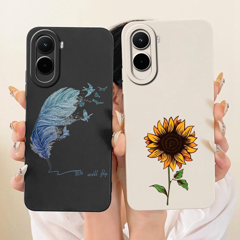 Чехол для Xiaomi Poco M7 Plus PocoM7 4G Красивая Девушка Подсолнух Расписной Чехол для Телефона Для Xiaomi Poco M7 Pro PocoM7 Plus 5G Мягкие Fundas