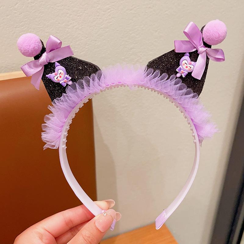 Plastic Sequined Headband Hair Clasp for Little Girls Cute Cartoon Sweet Style Crown Princess Design Birthday Baby Shower