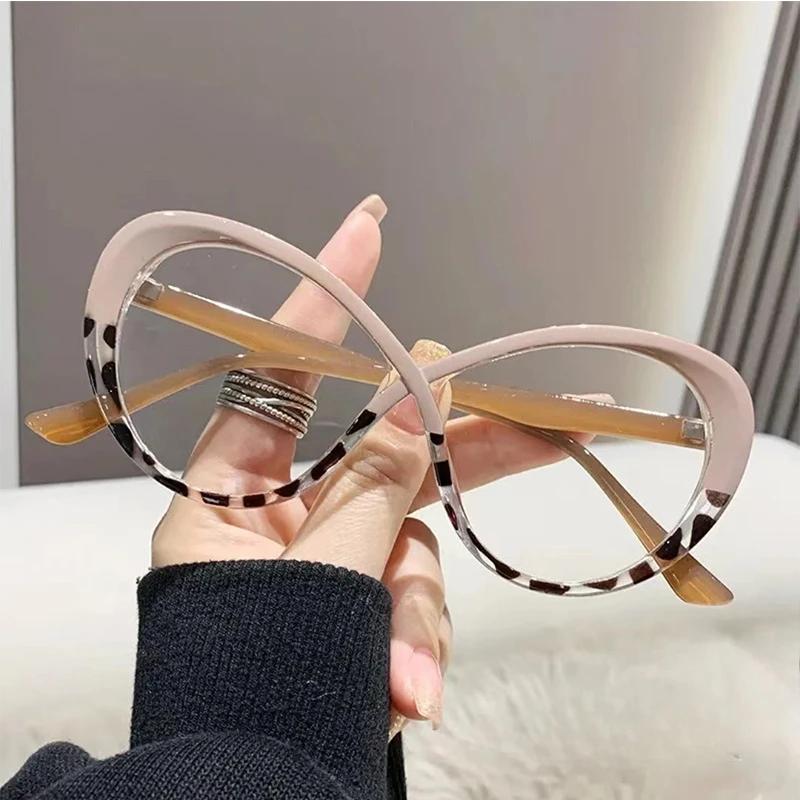 Fashion Oversized Frame Ladies Hyperopia Glasses Vintage Round Finished Reading Plus Eyeglasses Prescription Presbyopia Diopter