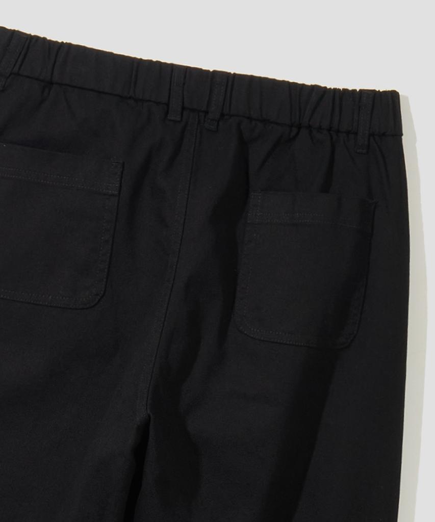 AGOD Wide Big Pocket Cotton Cargo Elastic Pants [Black]