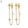 925 Silver Needle Luxury Long Chain Tassel Crystal Stud Earrings For Women Exquisite Pendant Gold Earrings Fine Jewelry