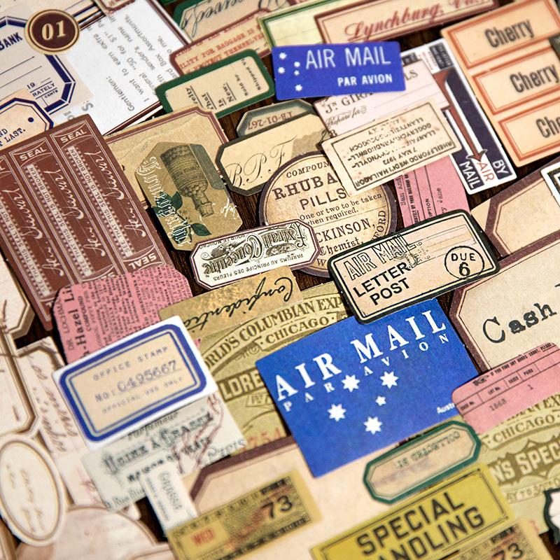 1000 pcs vintage era label stickers boxed large capacity material bag Label Pocket decor collage Scrapbooking accessories