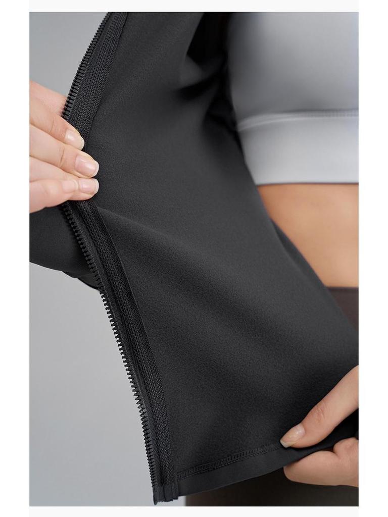 Женская флисовая куртка для йоги слим-фит - Воротник-стойка, Утепленная для осени/зимы