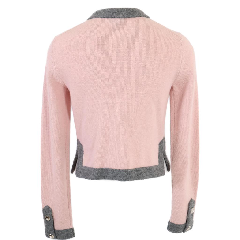 Chanel [New/Domestic Genuine] P71355K10217 CC Logos Button 100% Cashmere Tops 34 Pink / GrayUsed