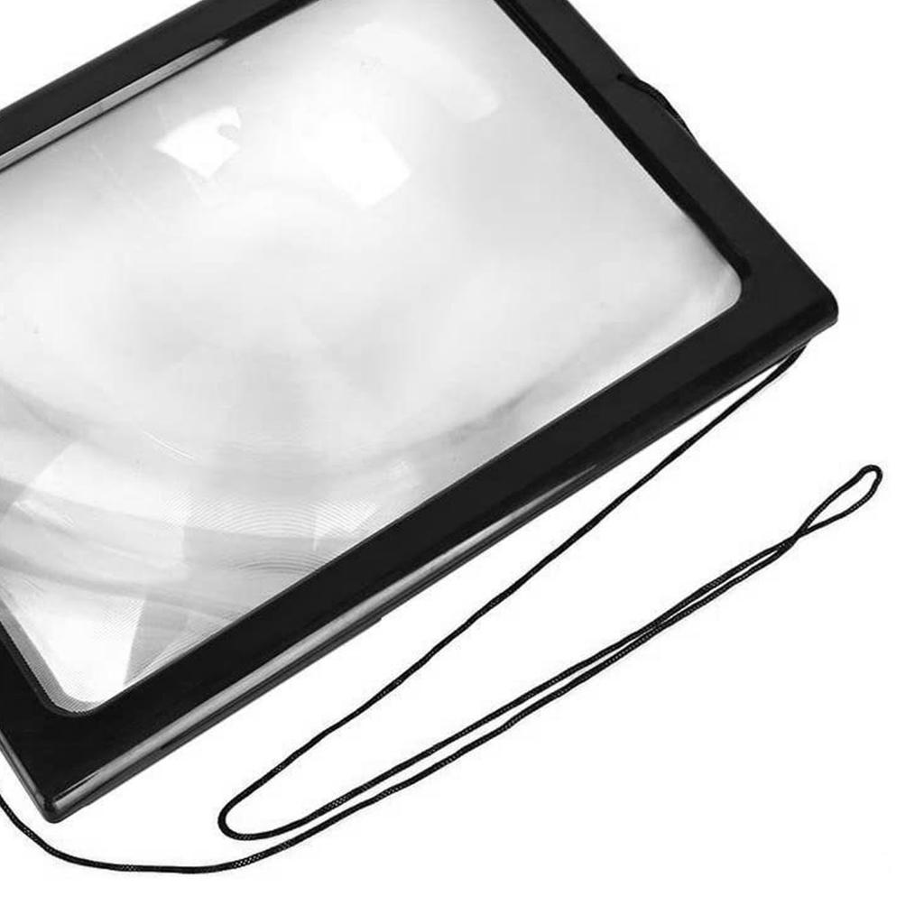 3X Magnifying Glass LED Light A4 Full Page Magnifier Foldable Desktop Reading Magnifier with Lanyard
