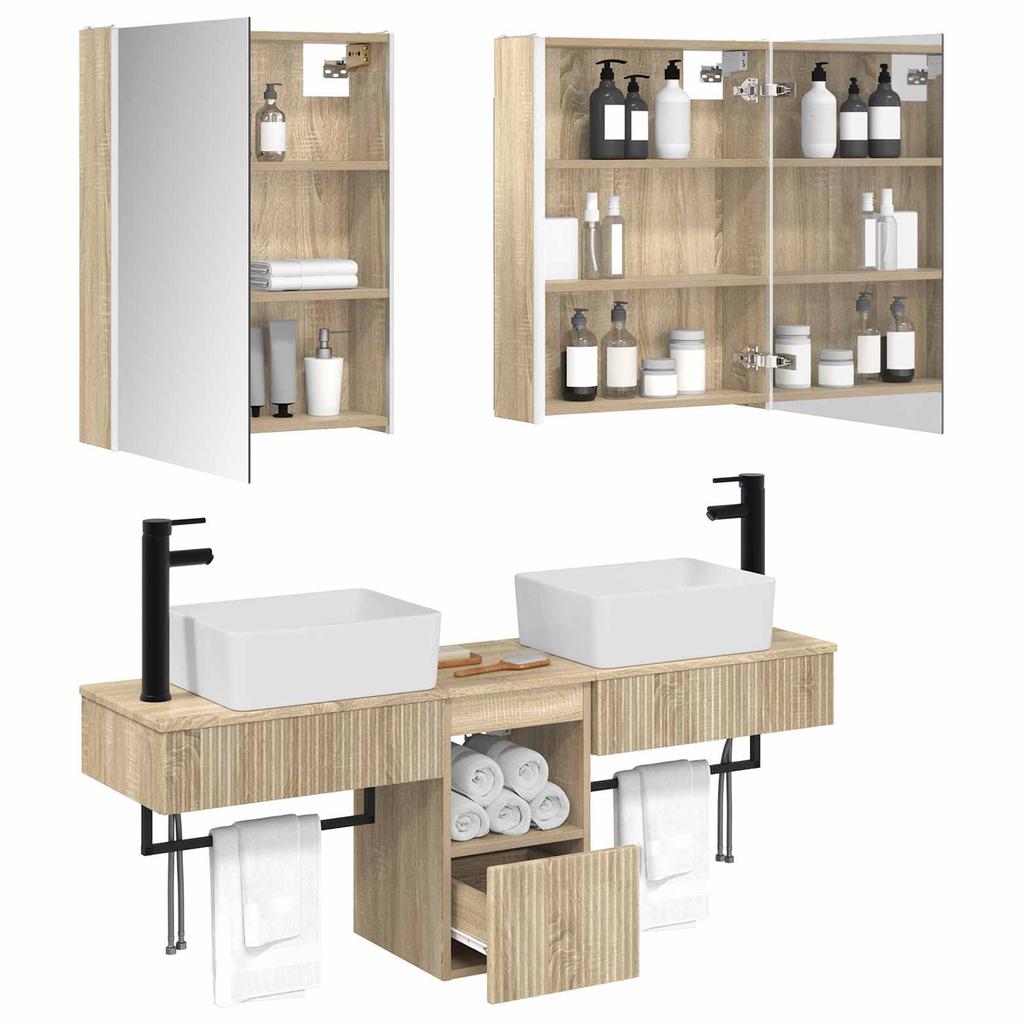 Bathroom Cabinet Set 5 pcs Sonoma Oak 53 x 15.5 x 70 cm