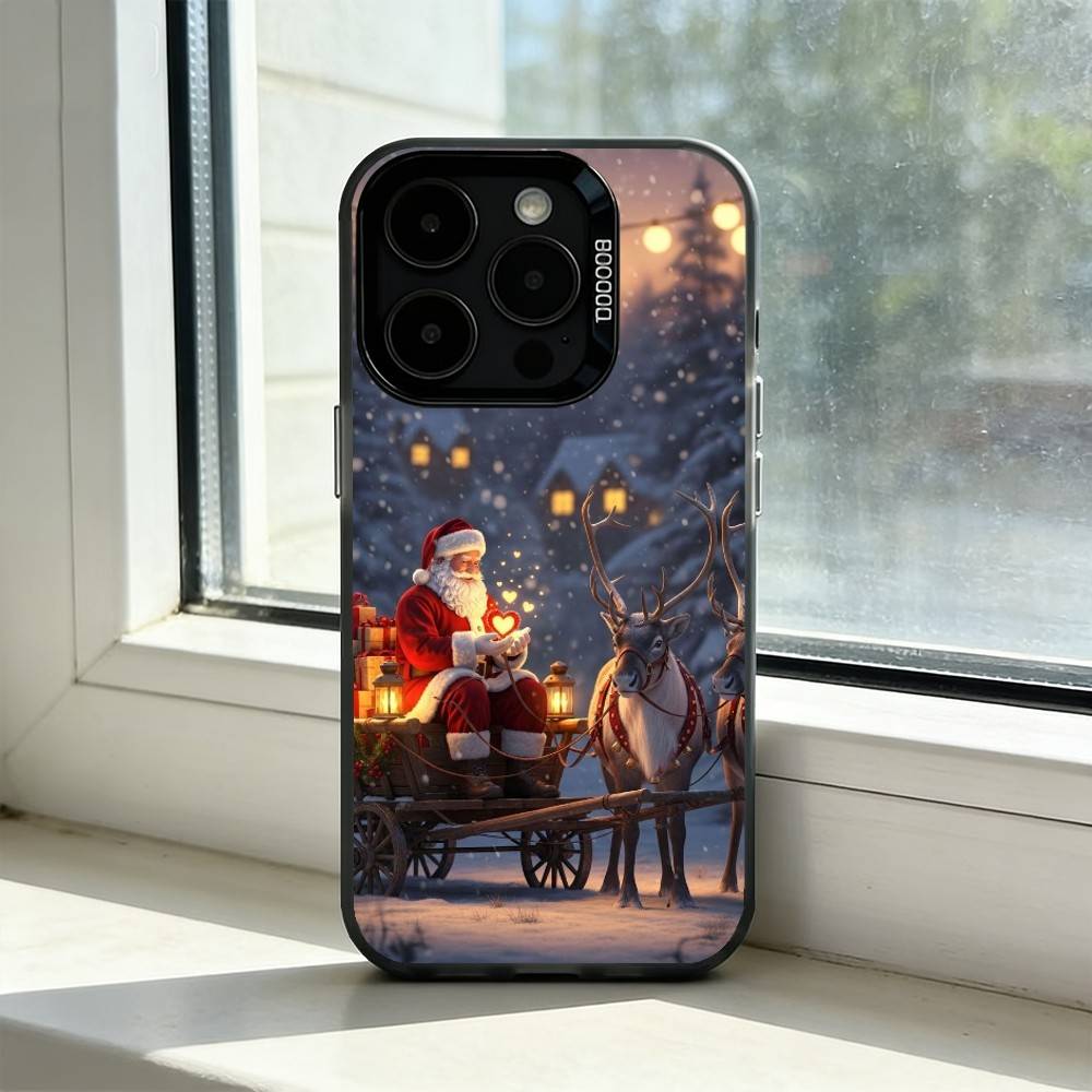 Рождественский чехол для телефона Санта-Клаус для iPhone 17,16,15,14,13,12,11 Plus,Pro Max,XS, Разноцветный Серебристый Черный Чехол