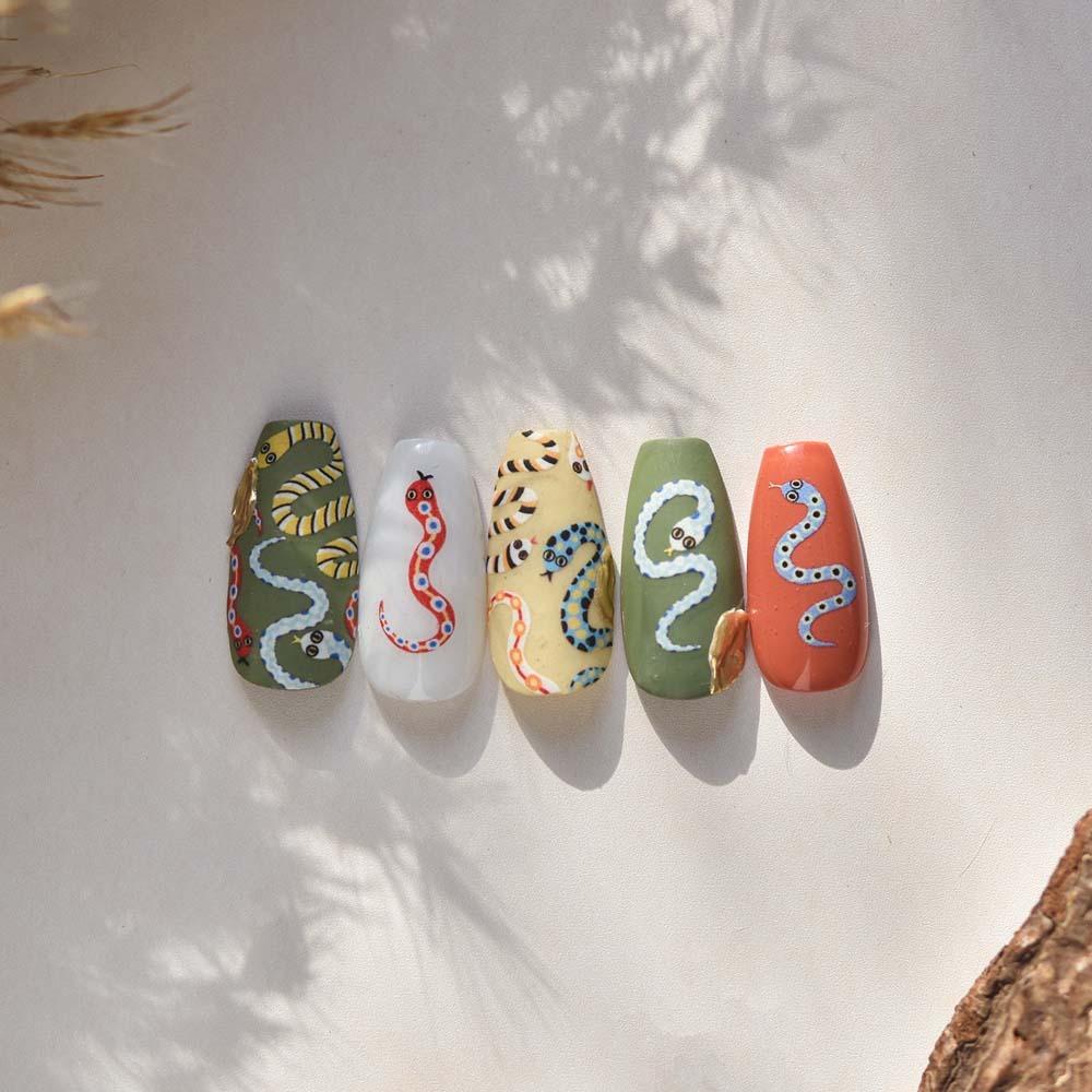 3D Pearl Bow Chinese New Year Nail Sticker Nail Accessories Snake Nail Decoration Lady/Girls