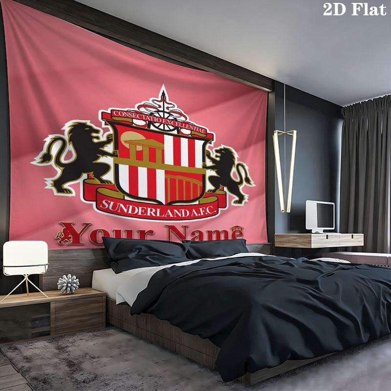 Sunderland A.F Custom Name Wall Tapestry Aesthetic Wall Hanging Printed Fabric Blanket Decorative Tapestries for Bedroom Living Room Home Decor