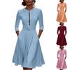 Женское модное платье кэжуал с круглым вырезом, рукавом семь четвертей, карманом на молнии и поясом
