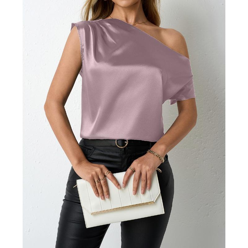 Женская летняя мода, новый нерегулярный косой подол, однолинейный воротник, без рукавов