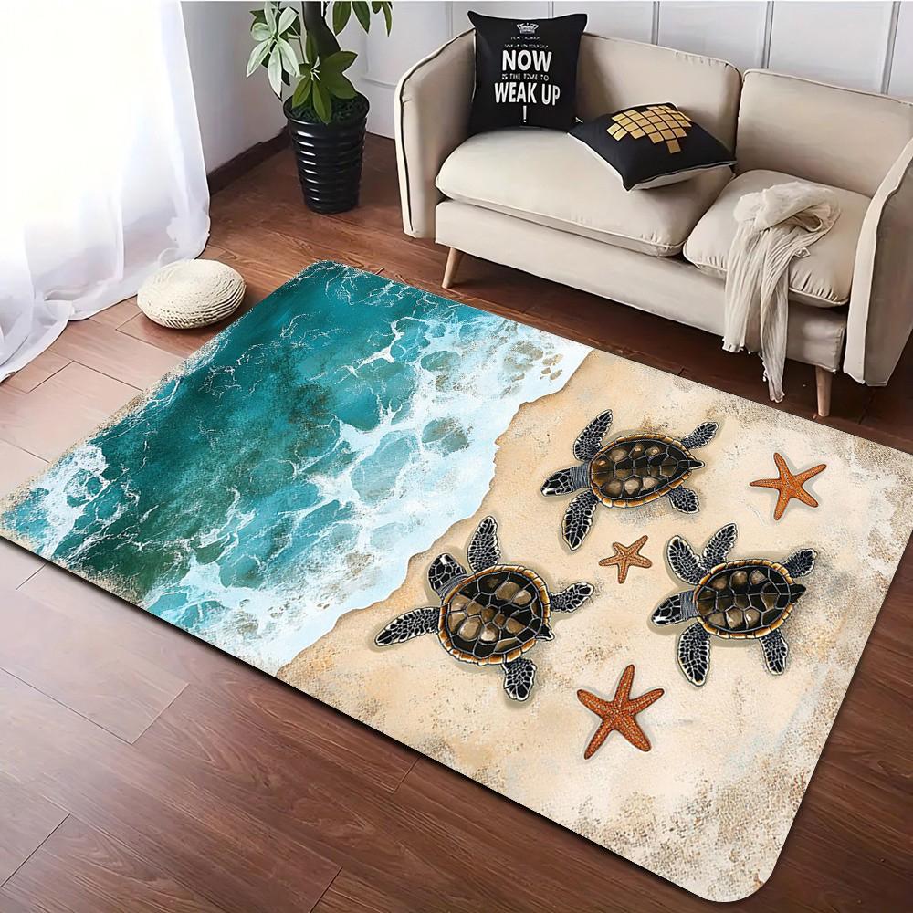 3D Sea Turtle Beach Ocean Wave Carpet For Living Room Bedroom Decor Large Area Rug Floor Mat