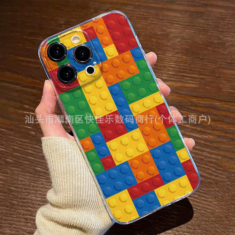 Яркий цветной строительный блок для iPhone 11/12/13/14/15/16/17 PROMAX противоударный чехол для телефона