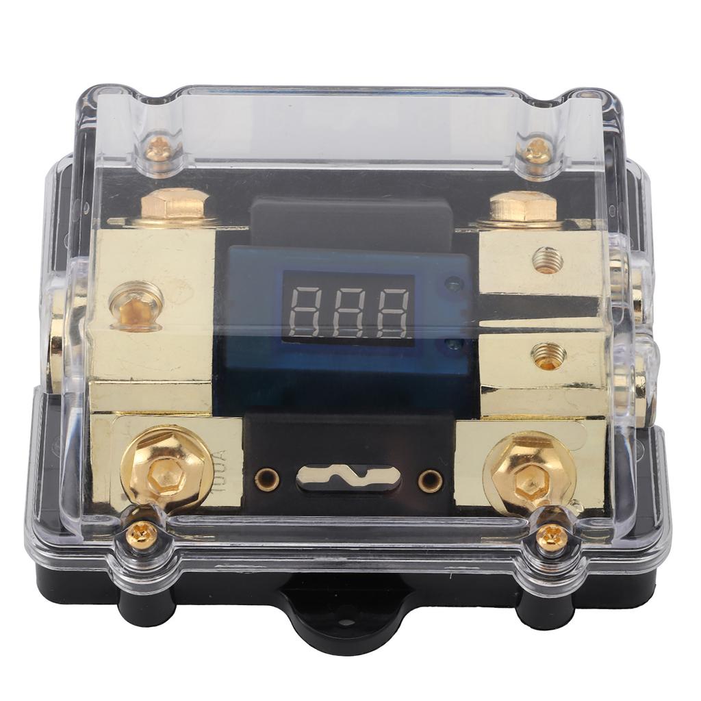 Fuse Holder Block 100A Fuses 1 In 2 Out W/LED Digital Voltage Display for Car Yacht Audio