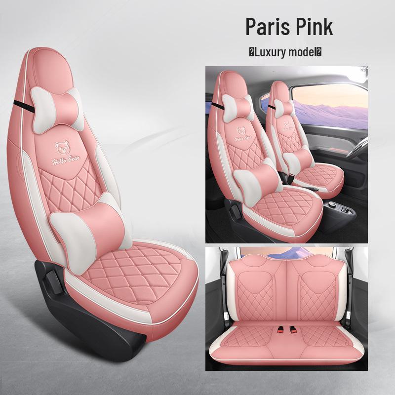 Wuling Mini Full Leather Cartoon Car Seat Cushion - Universal Fit, Four Seasons.