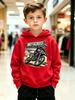 Boys' Motocross-Style Hooded Sweatshirt – New Autumn/Winter Collection – Casual Athletic Print Design