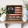 1 Piece of Rustic Farmhouse Hometown Style Wooden Frame Sign Decoration, 1776 American Flag Style Wooden Frame Decoration Sign Wall Art, Simple 