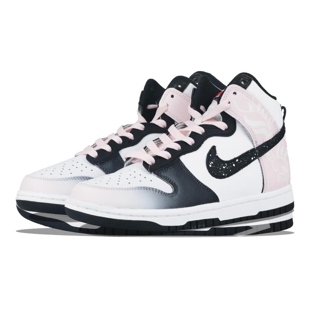 Nike Dunk Delicate Pollen Cow Leather High top Skateboard Shoes Women's Pink White Black DD1869-103(Team58-)