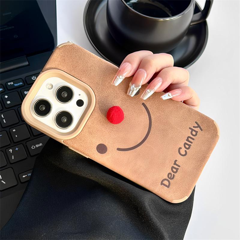 Simple Smiling Face for IPhone15 for Apple16promax Phone Case12Fun13Brown Skin Texture14Cartoon
