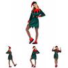 Women's Festive Xmas Elf Outfit Velvet Cosplay Costume With Bells