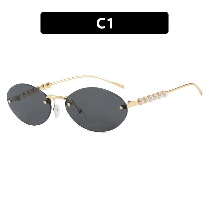 Pearl Oval Rimless Sunglasses - 2025 Trendy Fashion for Women