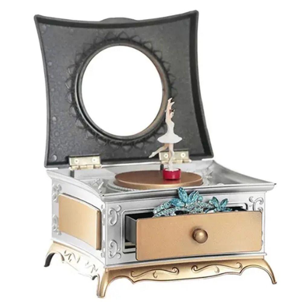 Save Space Ballerina Music Box With Makeup Mirror Jewelry Storage Box  Children